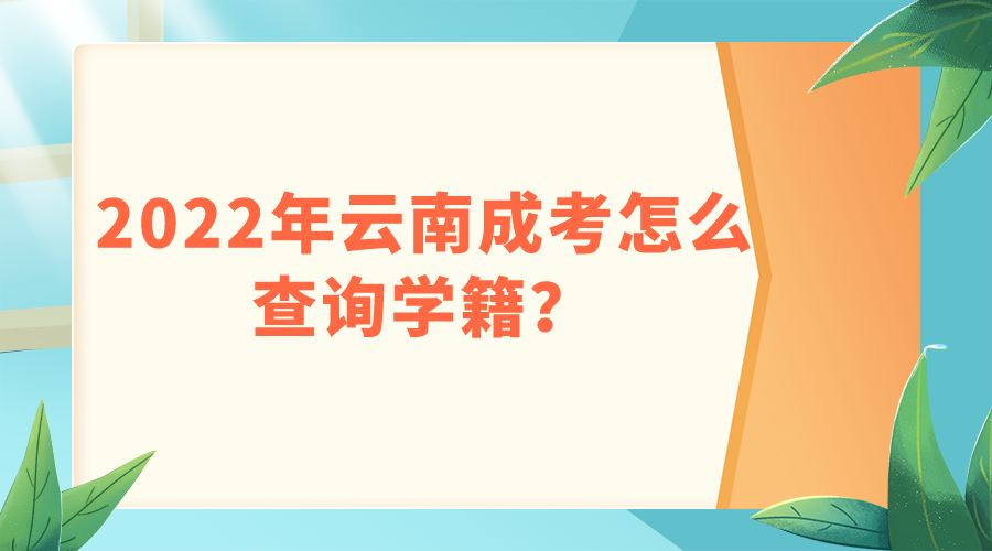 2022年云南成考怎么查詢學(xué)籍？
